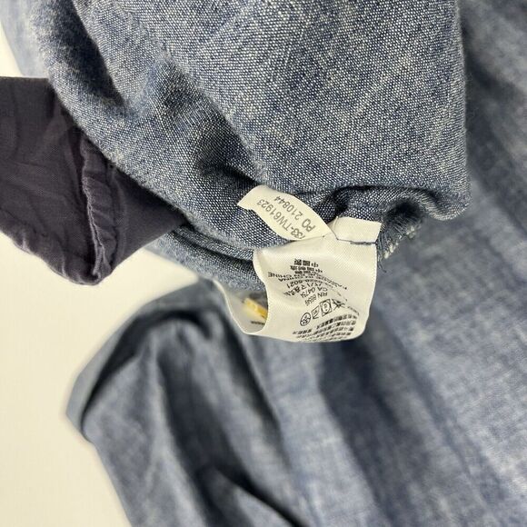 Tommy Bahama Dress Size Medium Womens Blue Tab Sleeve Lace Up Chambray Pockets - Picture 9 of 9